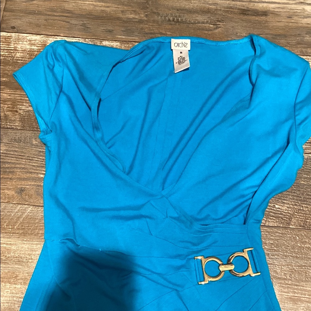 Cache Blue Dress with Gold Accent